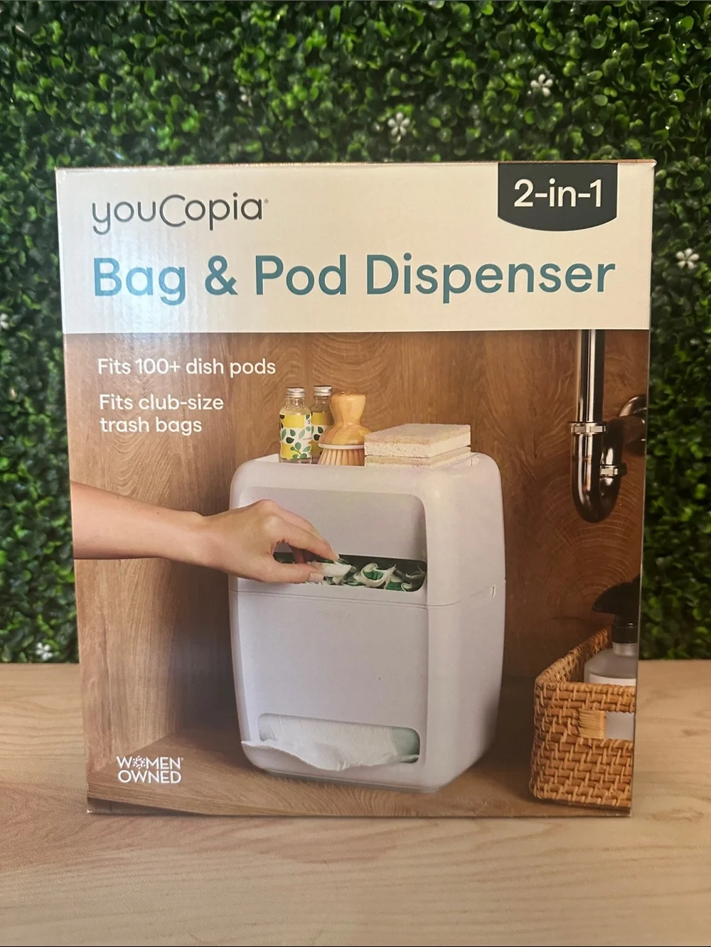 youCopia SinkSuite 2-in-1 Under Sink Trash Bag And Dish Pod Dispenser